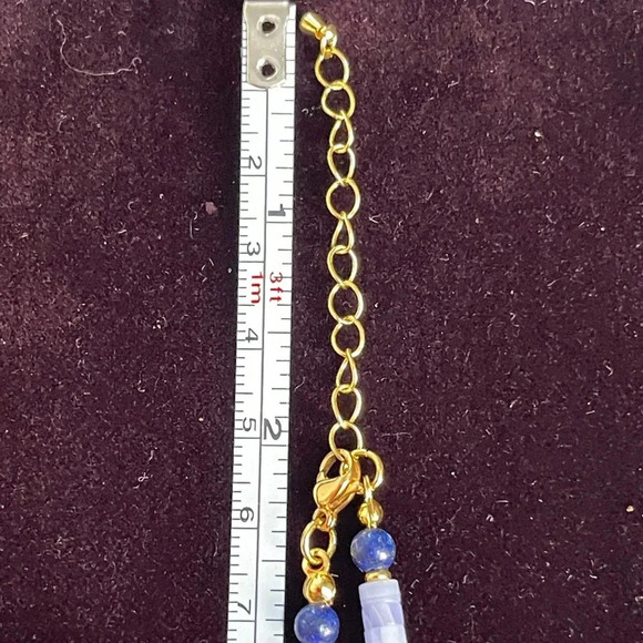 Natural gemstone Necklace lavender jade and lapis about 17” + 2 “extension - Picture 4 of 5